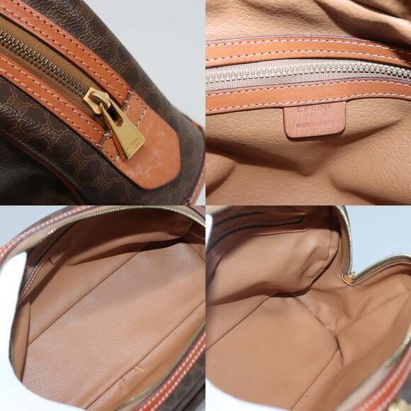 CELINE Macadam Canvas Hand Bag Pvc Leather Brown Gold - Picture 11 of 12